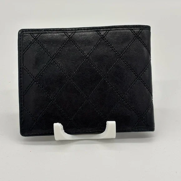Chanel Authentic Black Leather Unisex Bifold Wallet